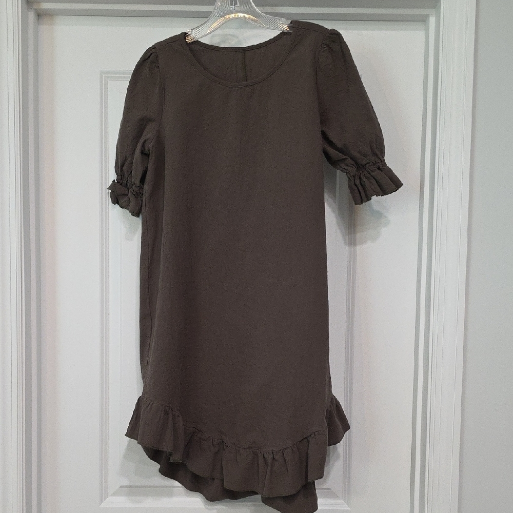 SHEIN Olive Green Ruffle Hem Dress